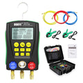 Digital Manifold Gauge Set with Double Pressure and Temp Test, HVAC Gauges with Hose, Toolbox X26742