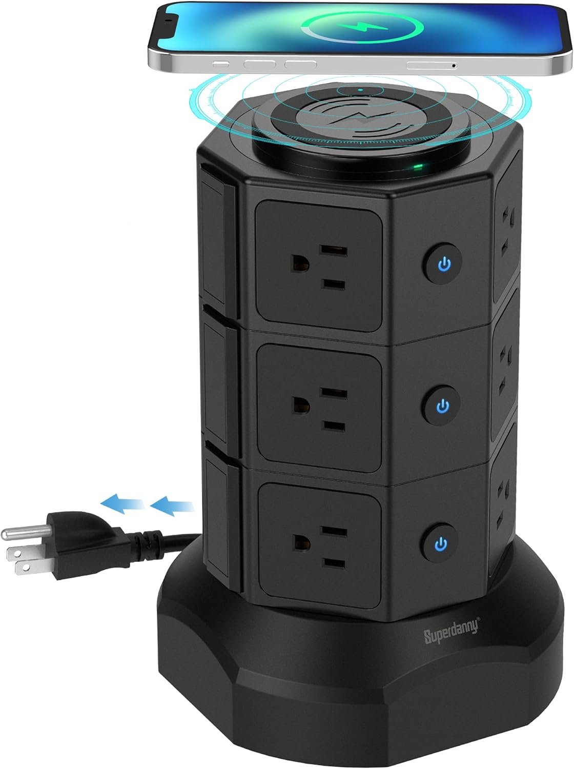 Gold 2 Pc Power Strip Tower with 12 AC Outlets and 6 USB Ports S11580