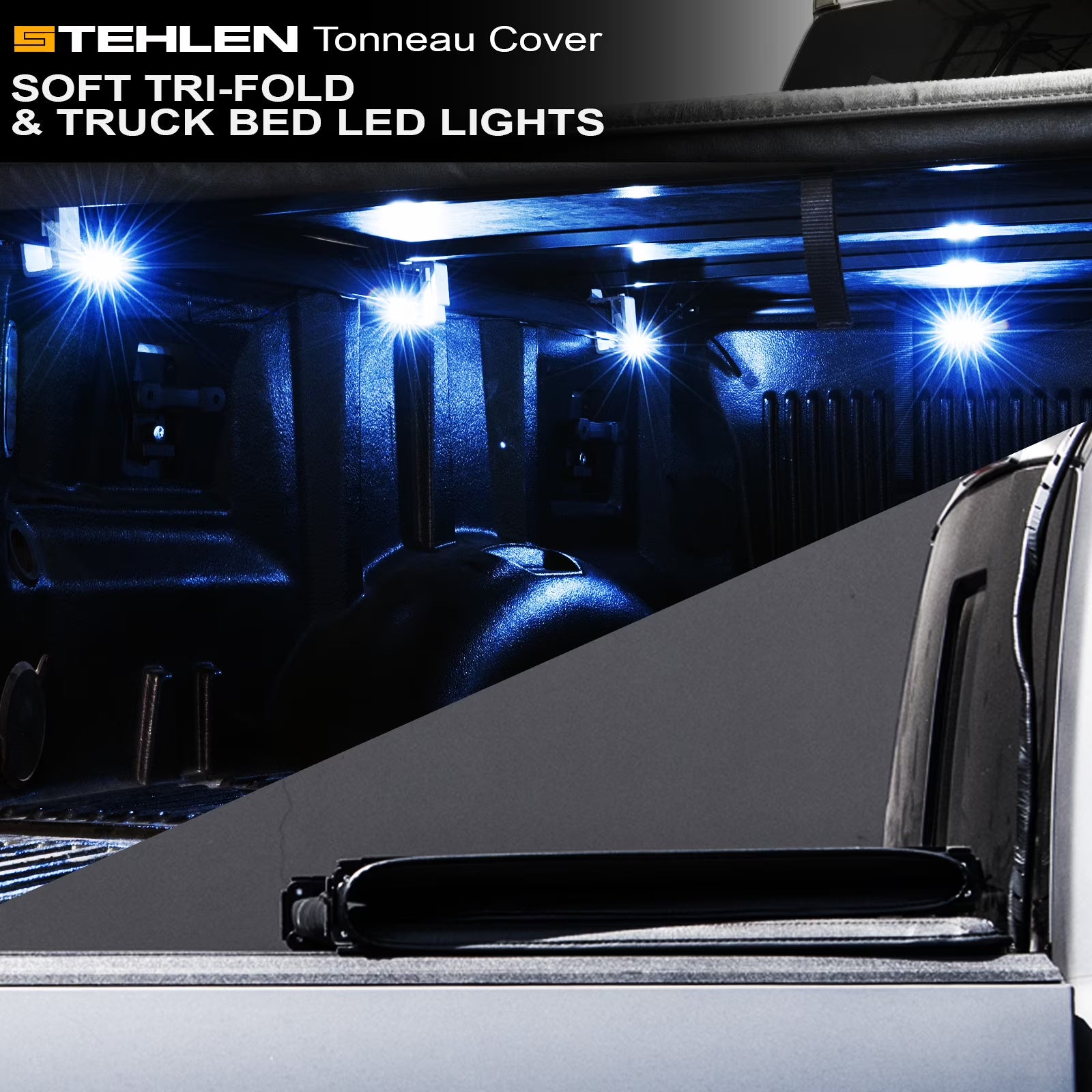Soft Tri-Fold Tonneau Cover with Truck Bed LED Lights R91877