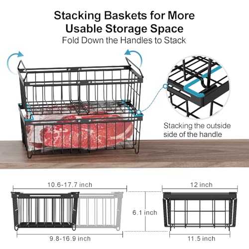 Black 2 Pack Expandable Freezer Organizer Bins P90767