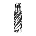 Black and White Insulated Stainless Steel Water Bottle with Straw Lid 20 oz Y432