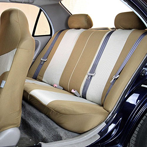 Beige Twill Car Seat Covers Full Set T5660