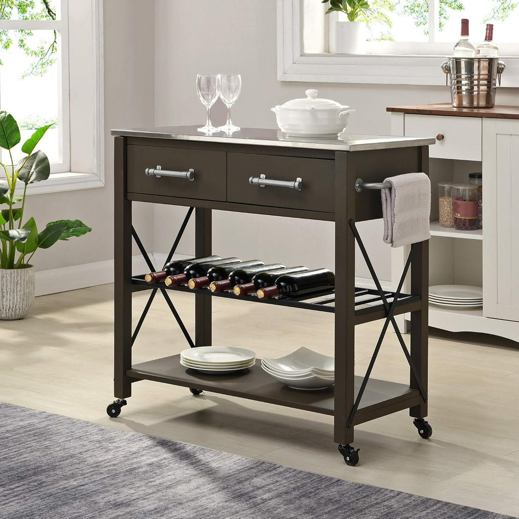 White Farmhouse Kitchen Cart J74255