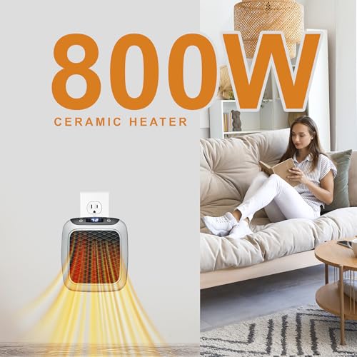 800W Wall Outlet Ceramic Mini Heater with Adjustable Thermostat F66242