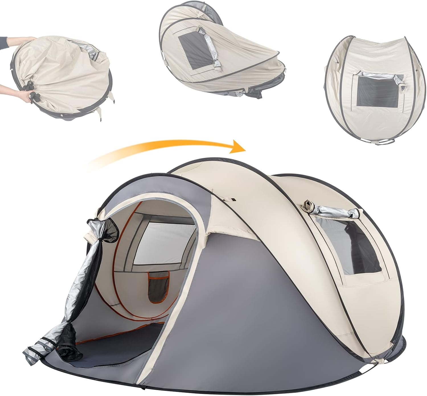 4 Person Pop Up Waterproof Camping Tent with 2 Doors E461