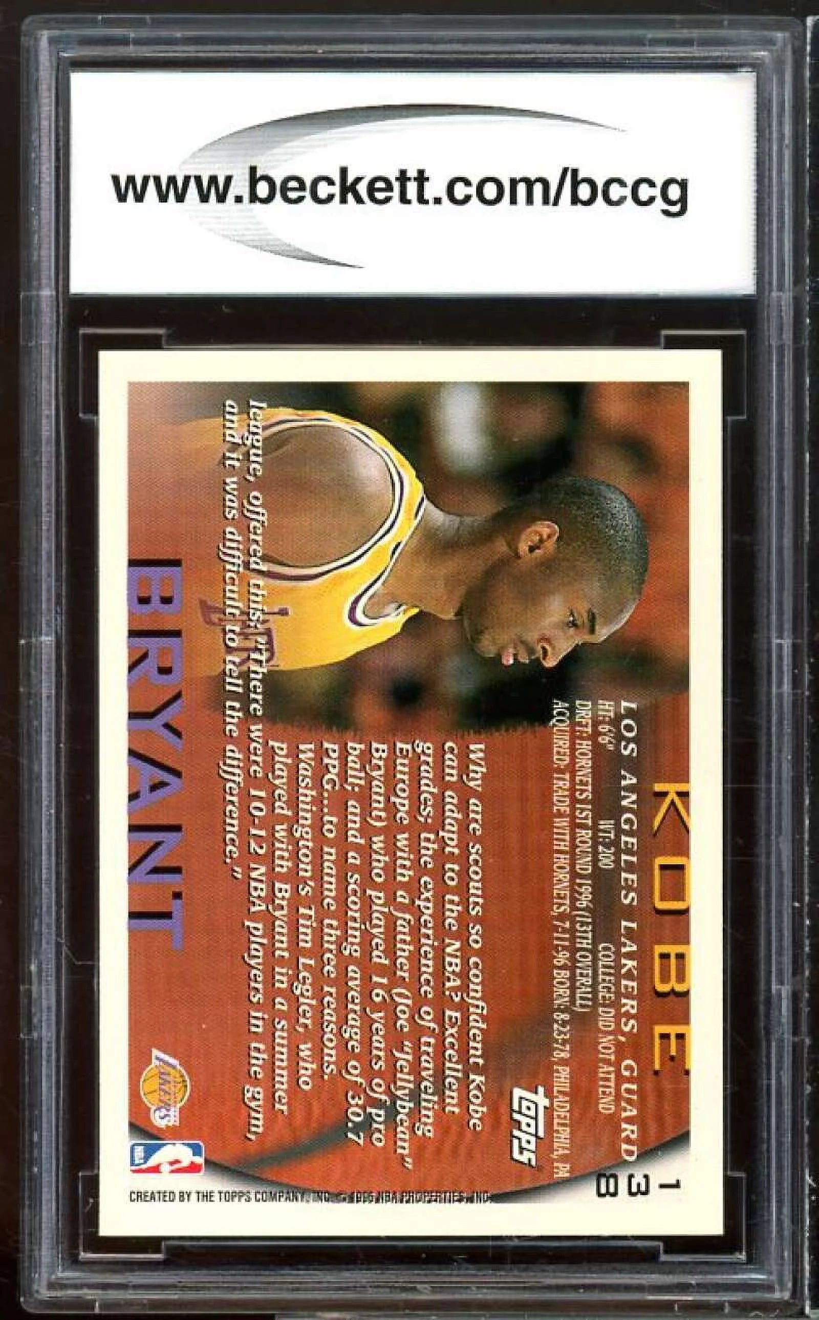 Topps #138 Kobe Bryant Rookie Card BGS BCCG 9 B49618