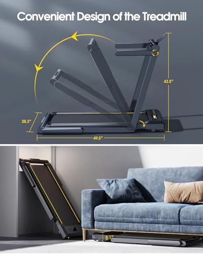 2 in 1 Folding Treadmill, 2.5HP Under Desk Treadmill with Dual LED Display X589910