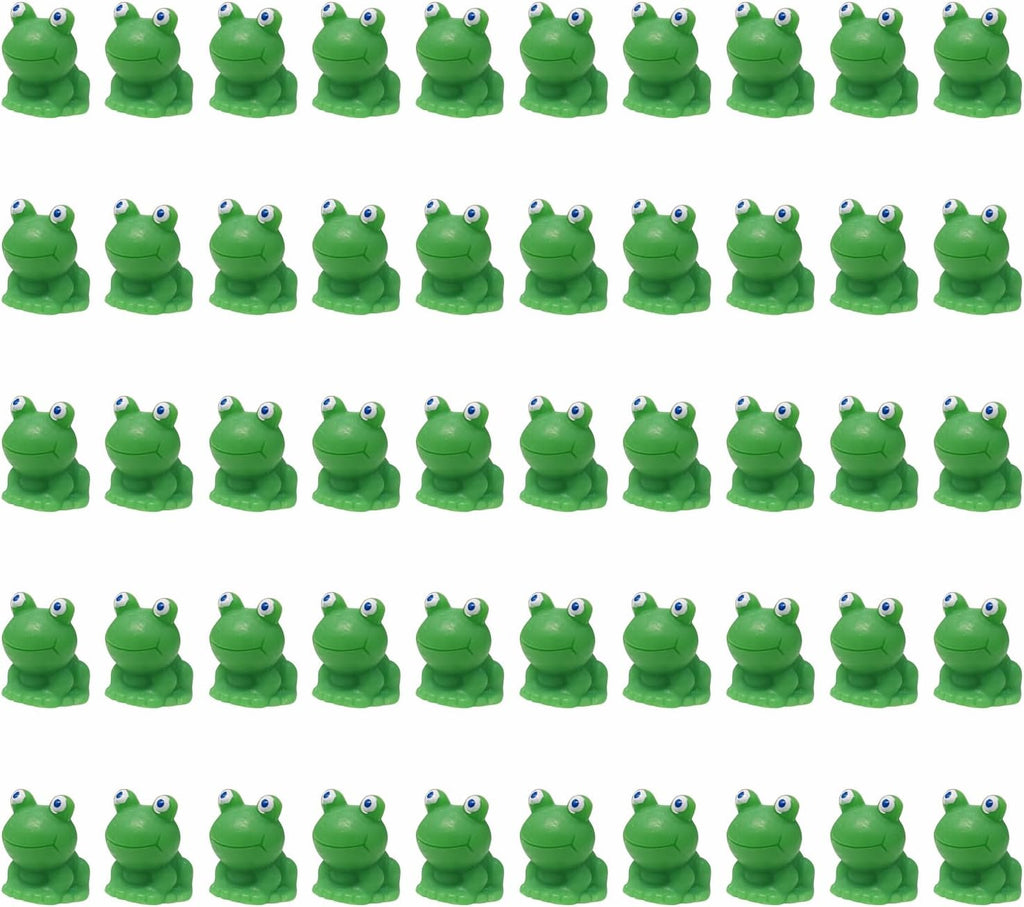 50 Pcs Green Plastic Frog Figurines Miniature Garden Decor B137420