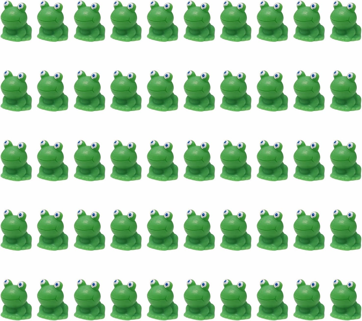 50 Pcs Green Plastic Frog Figurines Miniature Garden Decor B137420