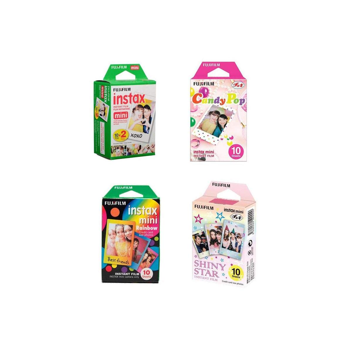 instax Mini Film Bundle 20 Pack, Rainbow 10 Pack, Shiny Star 10 Pack, Candy Pop 10 Pack G424