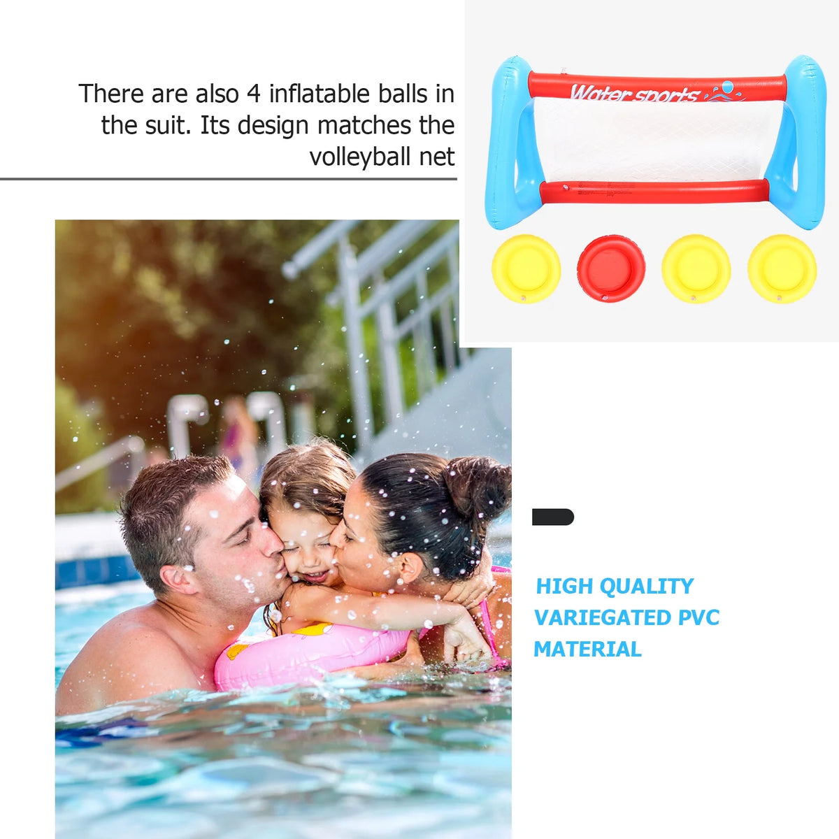 Inflatable Pool Float Set with Volleyball Net and Volleyballs I8457