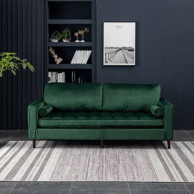 Dark Green Velvet Square Arm Sofa Z8229