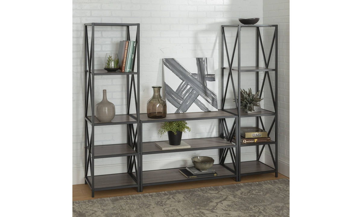 Rustic Industrial 3-Piece Bookcase Set E7880
