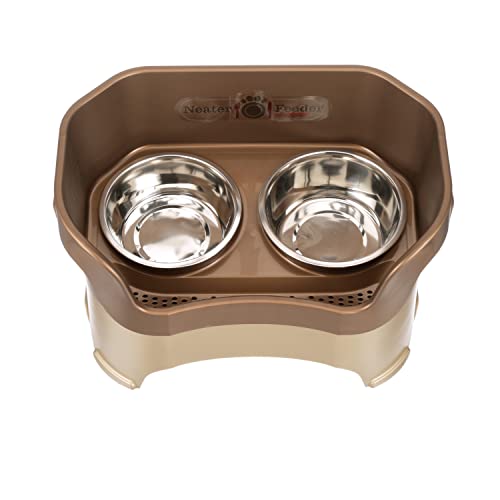 Large Midnight Black Elevated Stainless Steel Dog Bowls H67178
