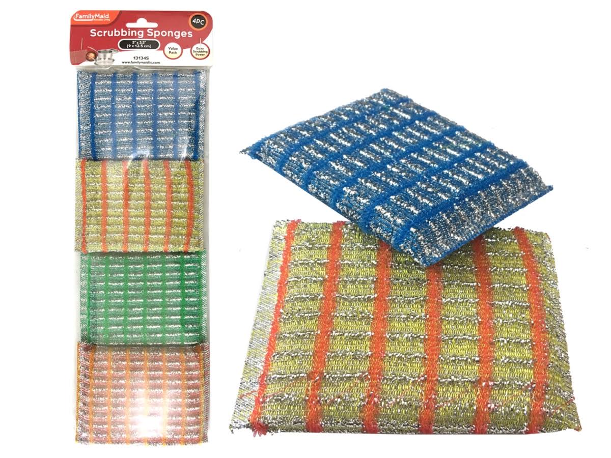 Heavy Duty Scrub Sponges Assorted Color - 4 Piece - Case of 96 D335602