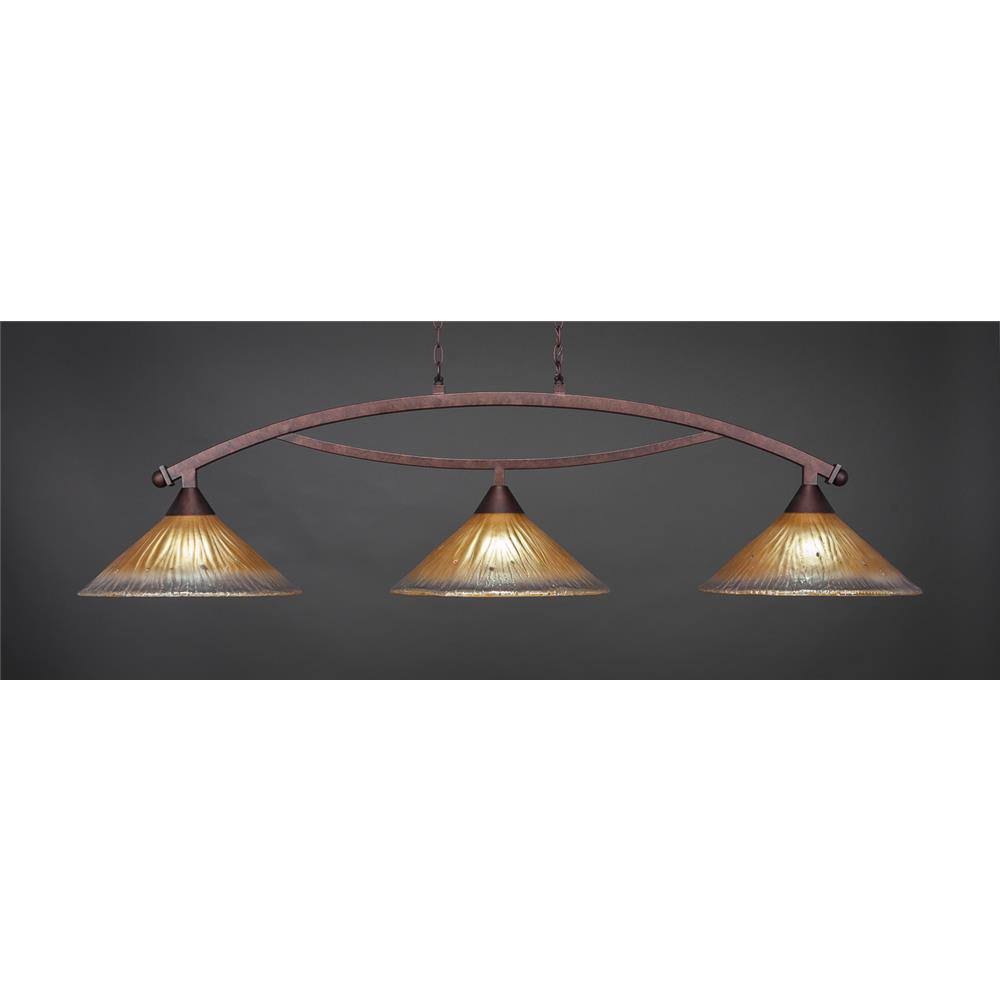 Three Light Billiard Bronze Finish with Amber Crystal Glass Y144873