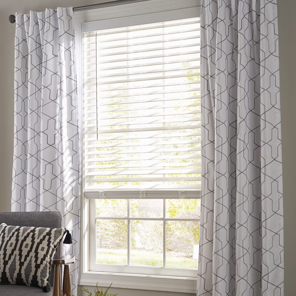 White 2-inch Cordless Faux Wood Horizontal Window Blinds G329