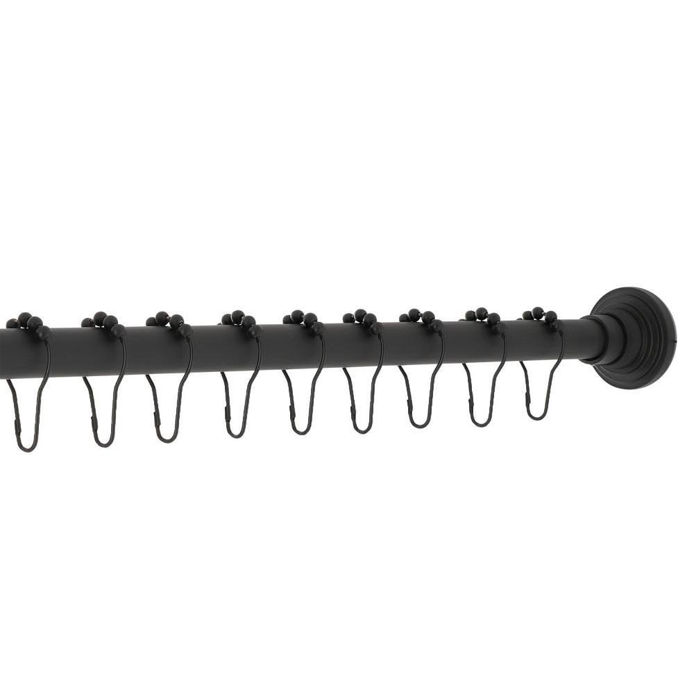 Matte Black Adjustable Shower Rod with Ring O789843