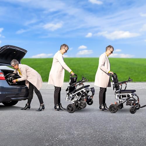 White Electric Wheelchair with 300 Lbs Weight Capacity, 12 Ah Battery, 17"x17" Black Foam Seat D9887