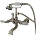 Vintage Satin Nickel Wall Mount Clawfoot Tub Filler with Hand Shower I912208