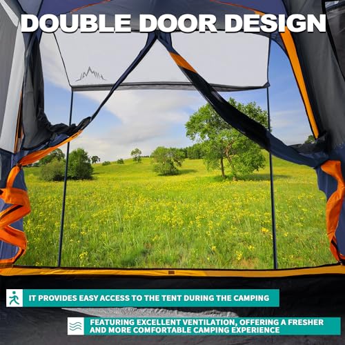 Waterproof PU2000mm Double Layer Tent for Camping, 8FT L x 8FT W x 7.2FT H W31692