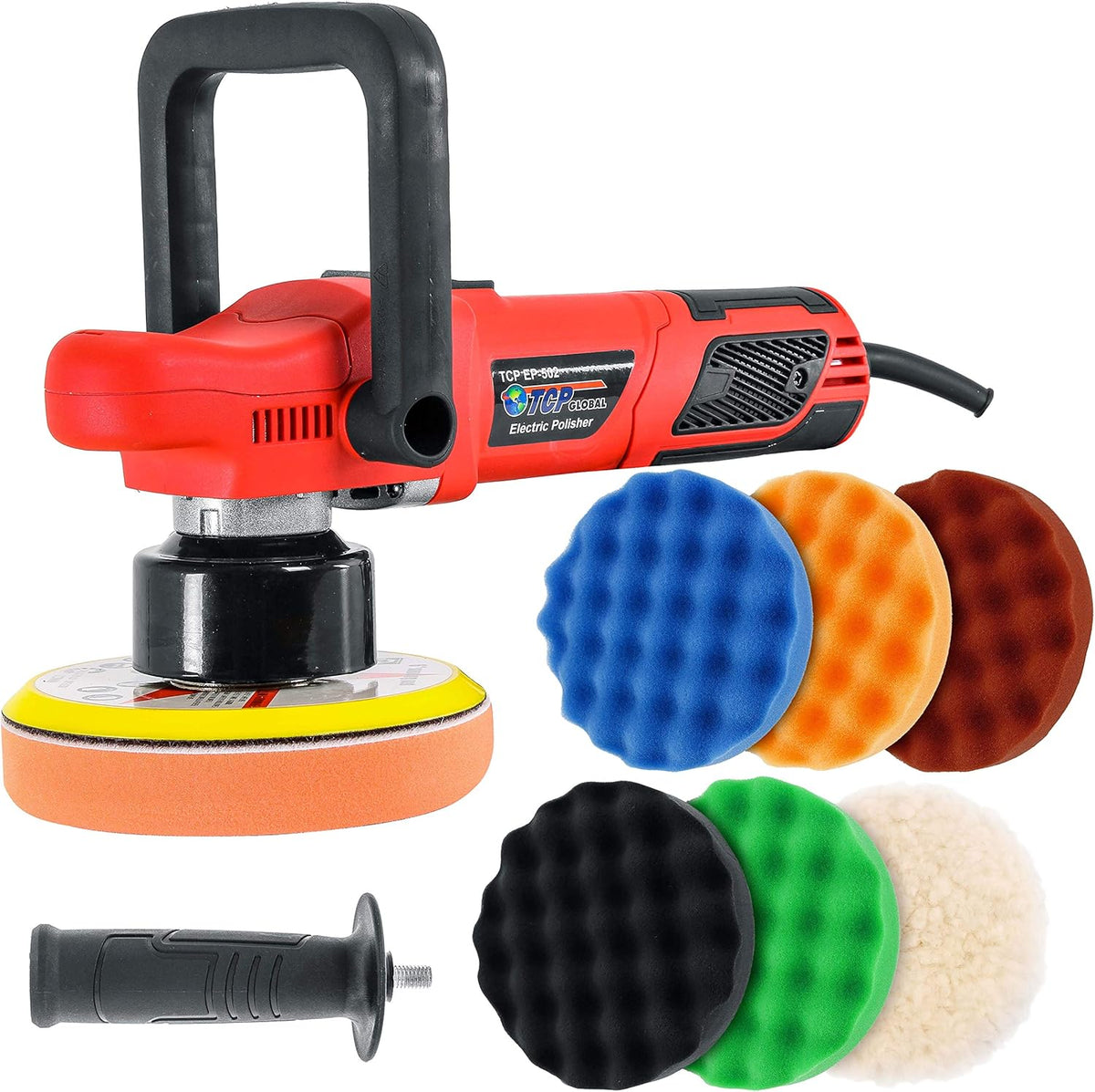6 Pad Random Orbit Dual-Action Polisher with Waffle Foam & Wool Buffing Kit C23900