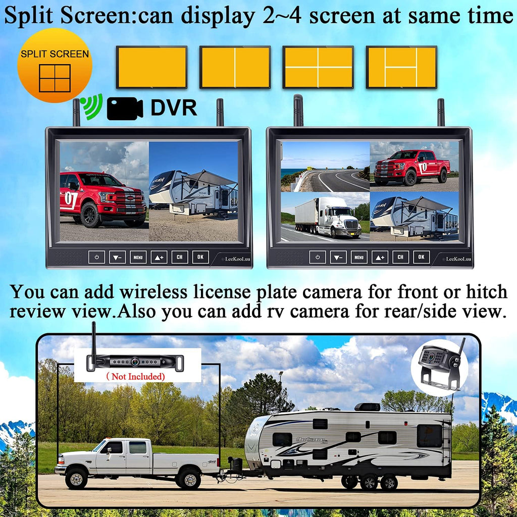 Wireless 7 Inch HD 1080P DVR Monitor with 2 Rear View Cameras K446607