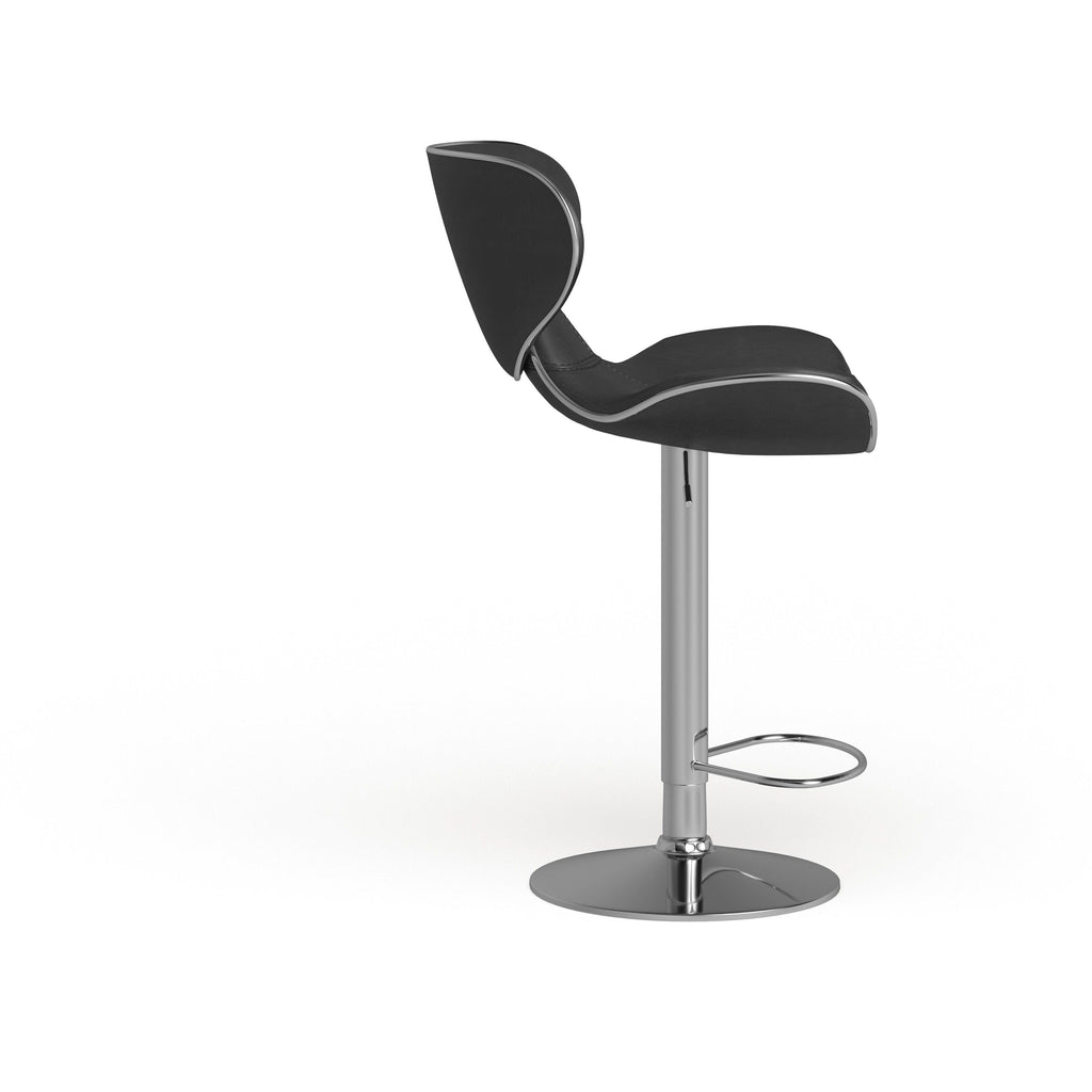 Leatherette Adjustable Swivel Barstool Set of 2 Silver M23156