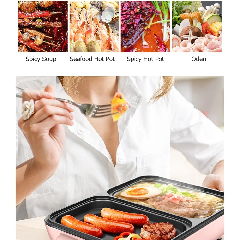 2 IN 1 Electric Grill Pan Hot Pot Barbecue Machine W17271