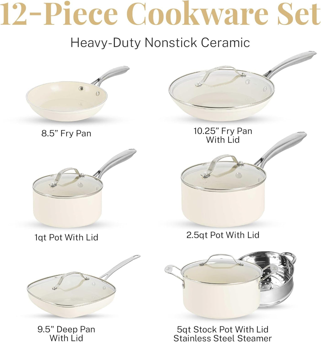 12 Pc Non Stick Ceramic Pots and Pans Set C351
