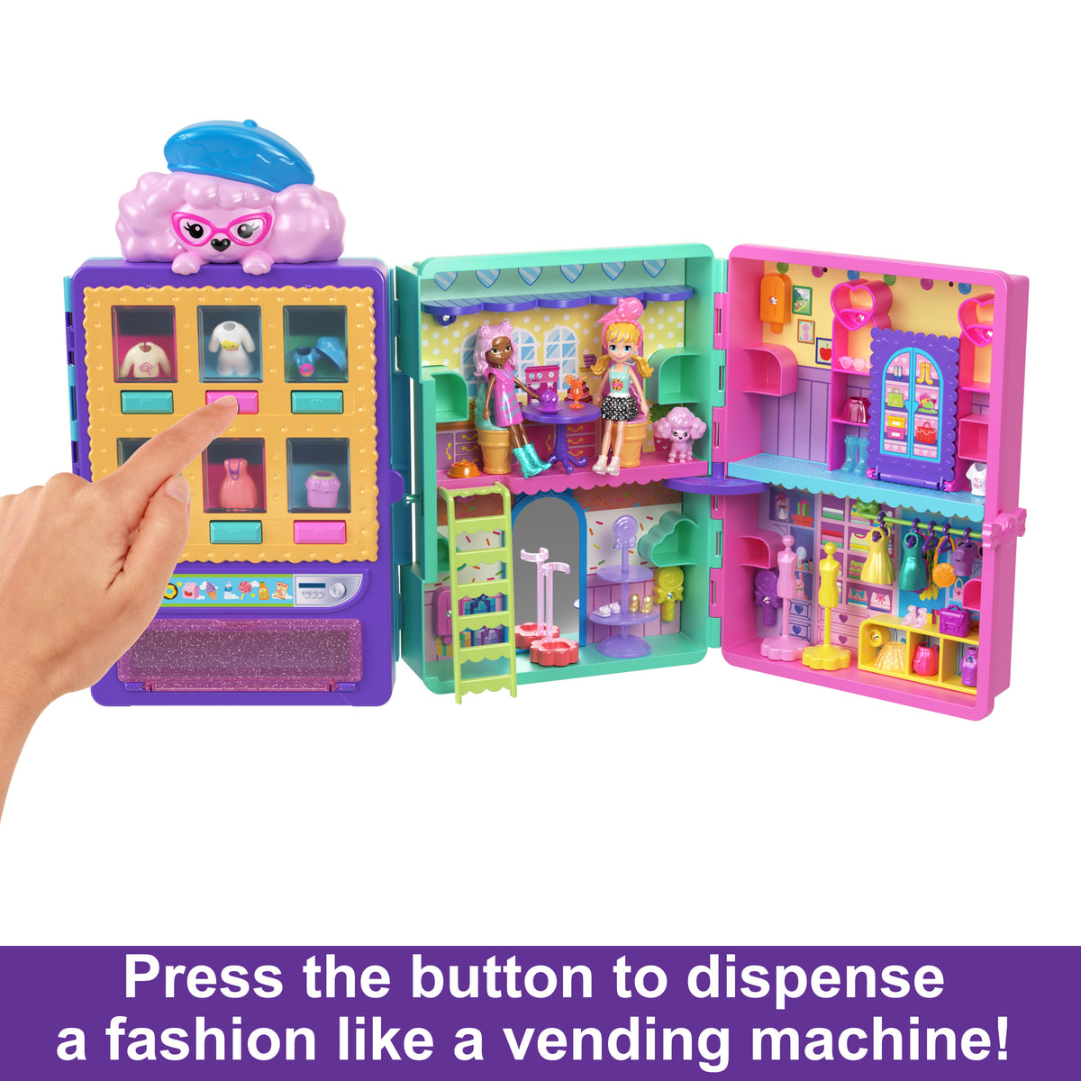 Candy Style Fashion Drop Playset with 2 Dolls, Vending Machine, 35+ Accessories I56913