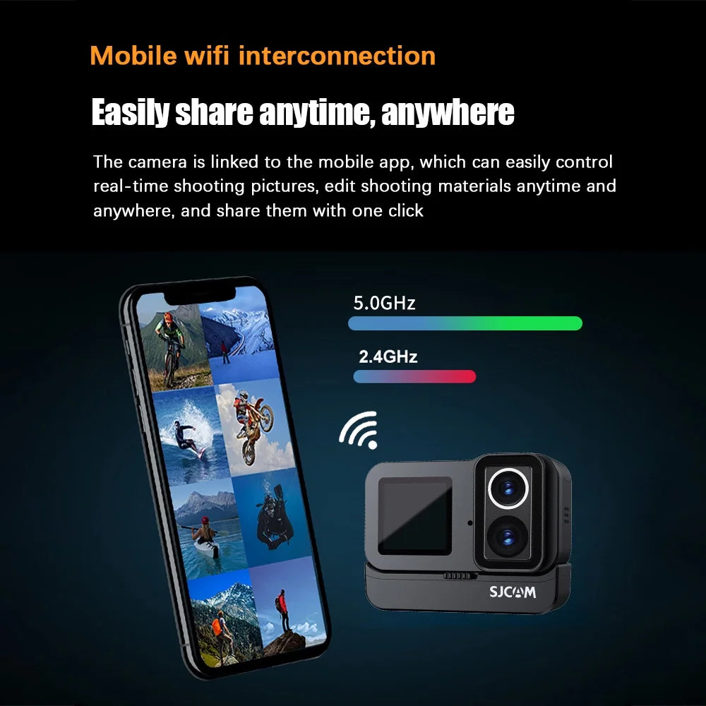 Action Camera 20MP Waterproof Dual Screen 135° Wide Angle with External Battery Case J56061