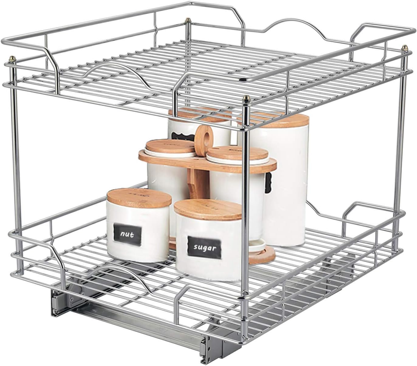 2 Tier Chrome Finish Slide Out Cabinet Organizer K980