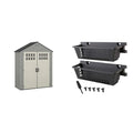 Heavy-Duty Resin Outdoor Shed with Double Doors and Windows, Dove Gray C448349