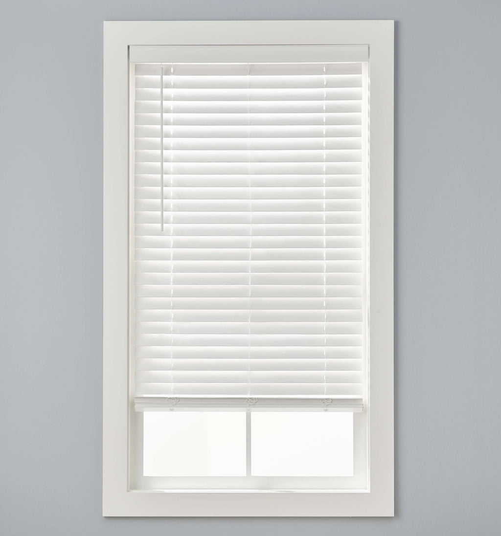 White 2-inch Cordless Faux Wood Horizontal Window Blinds G329