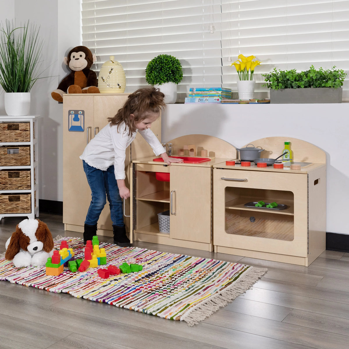 Children's Wooden Kitchen Set with Stove, Sink and Refrigerator X239