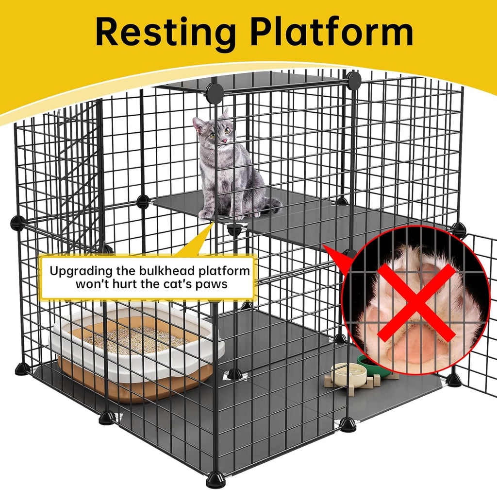 Black 3-Tier Metal Wire Cat Cage B147