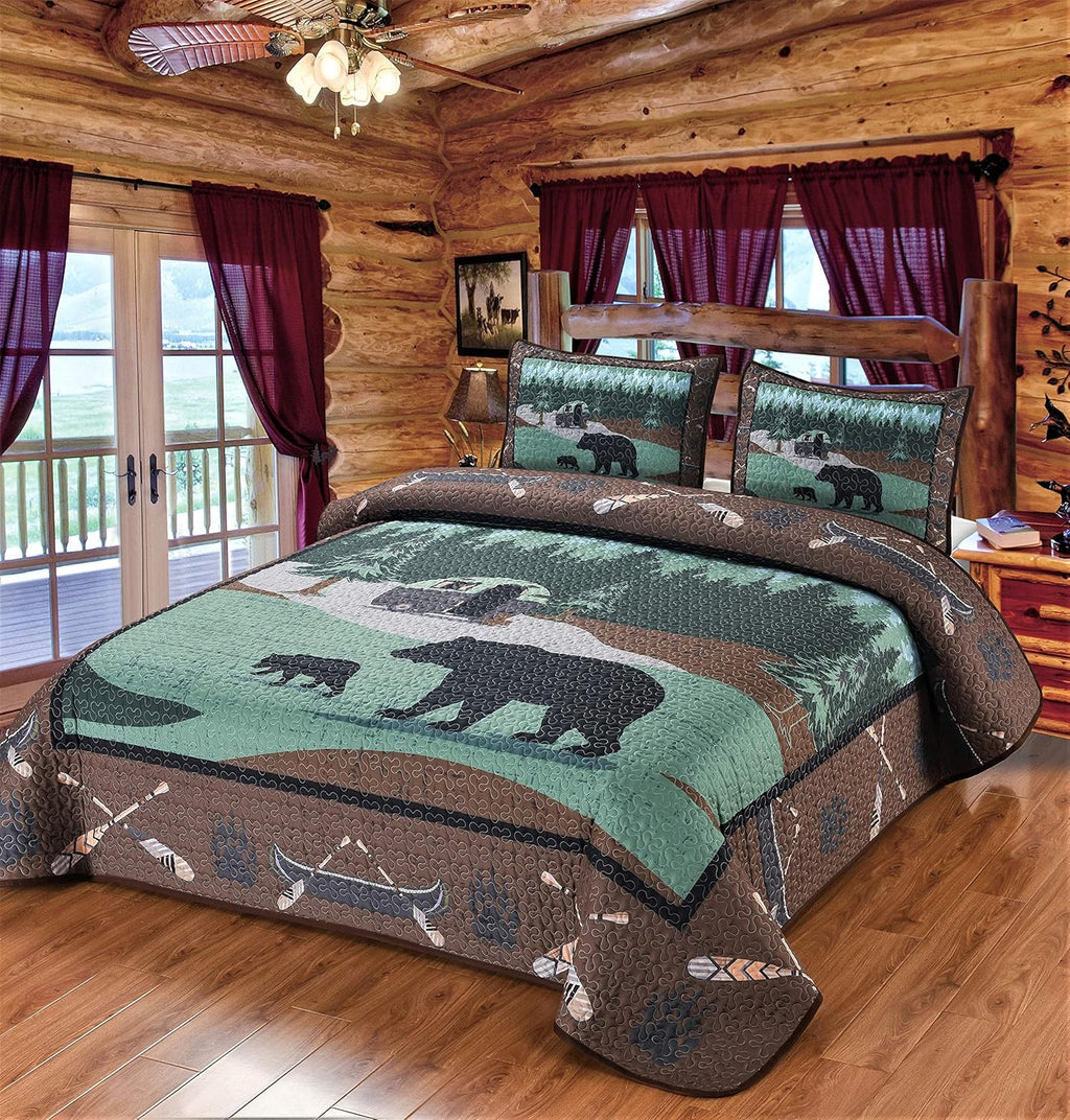 King Quilt Set 108 x 90 Rustic Bedding Set U310