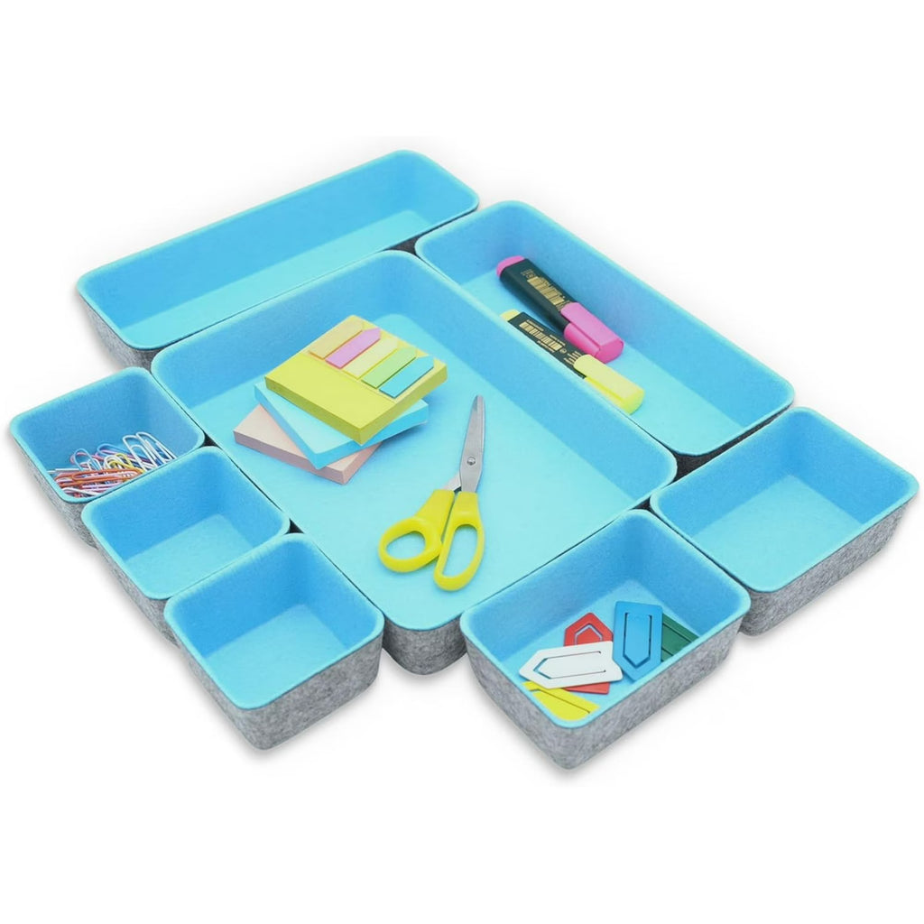8-piece Felt Drawer Organizers Tray in Glacier Gray T264
