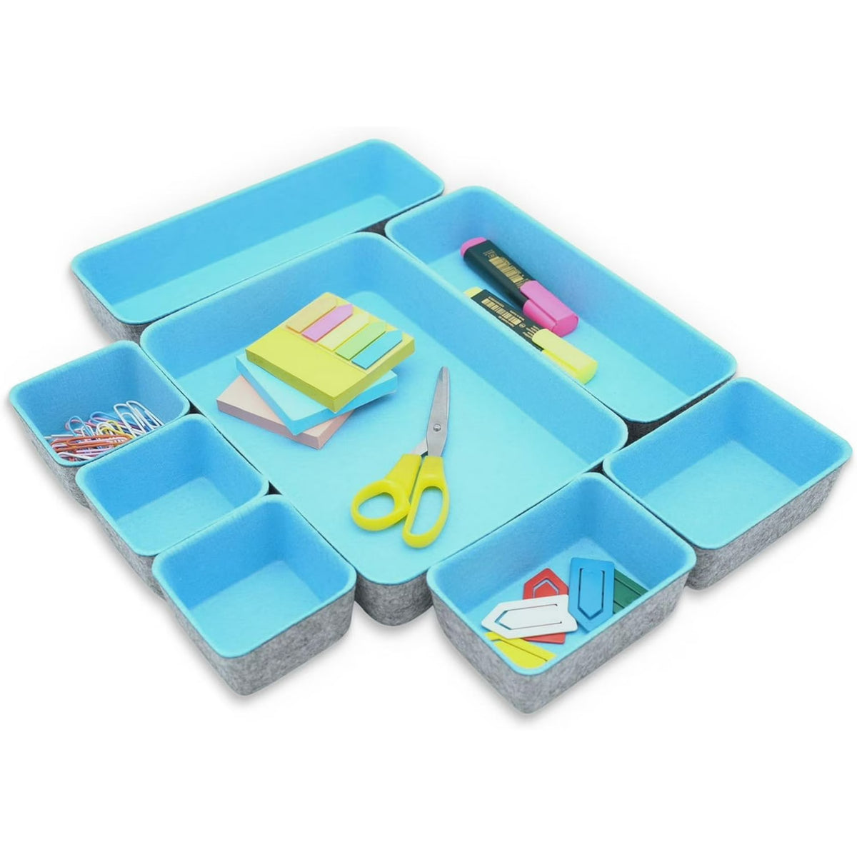 8-piece Felt Drawer Organizers Tray in Glacier Gray T264