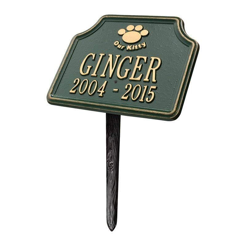 Green Metal Cat Memorial Marker Stake W430865