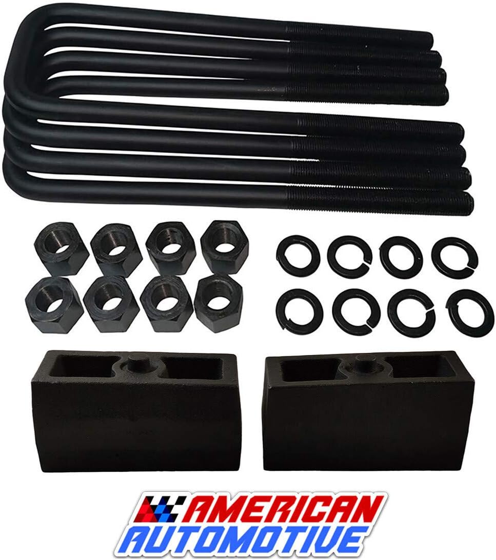3 Rear Suspension Lift Solid Cast Iron Blocks Extra Long 12.5 Square Leaf Spring Axle U Bolts C73538