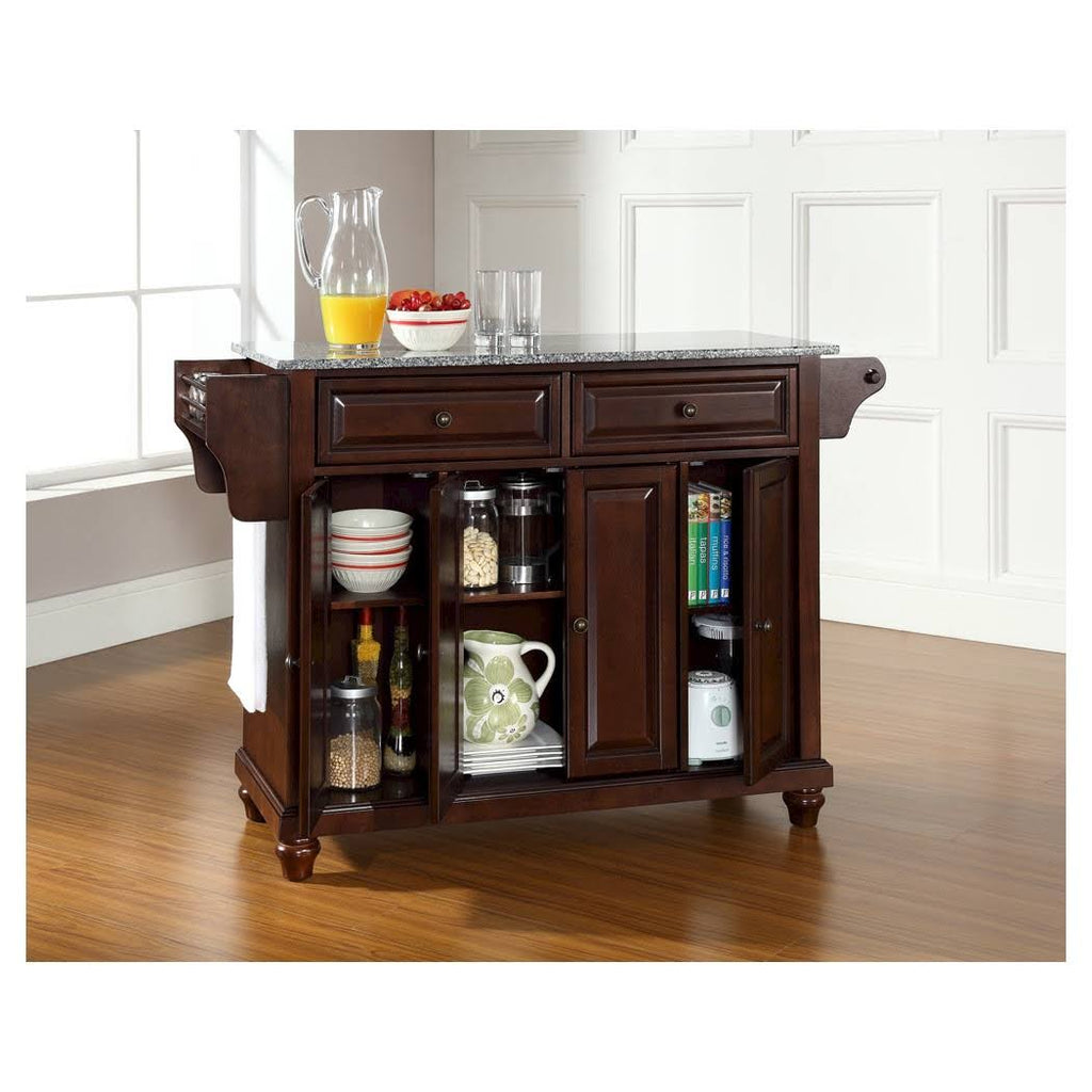 Vintage Mahogany Solid Granite Top Kitchen Island Q940308