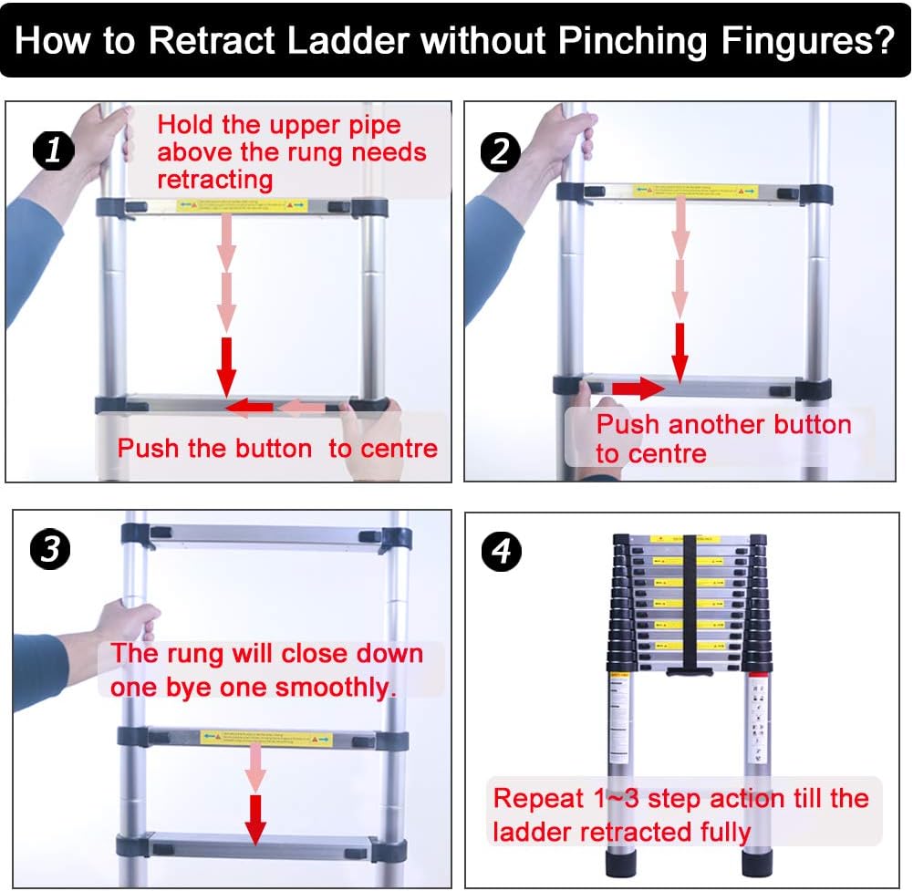 19.7FT Telescopic Extension Ladder, 330LB Capacity G40793