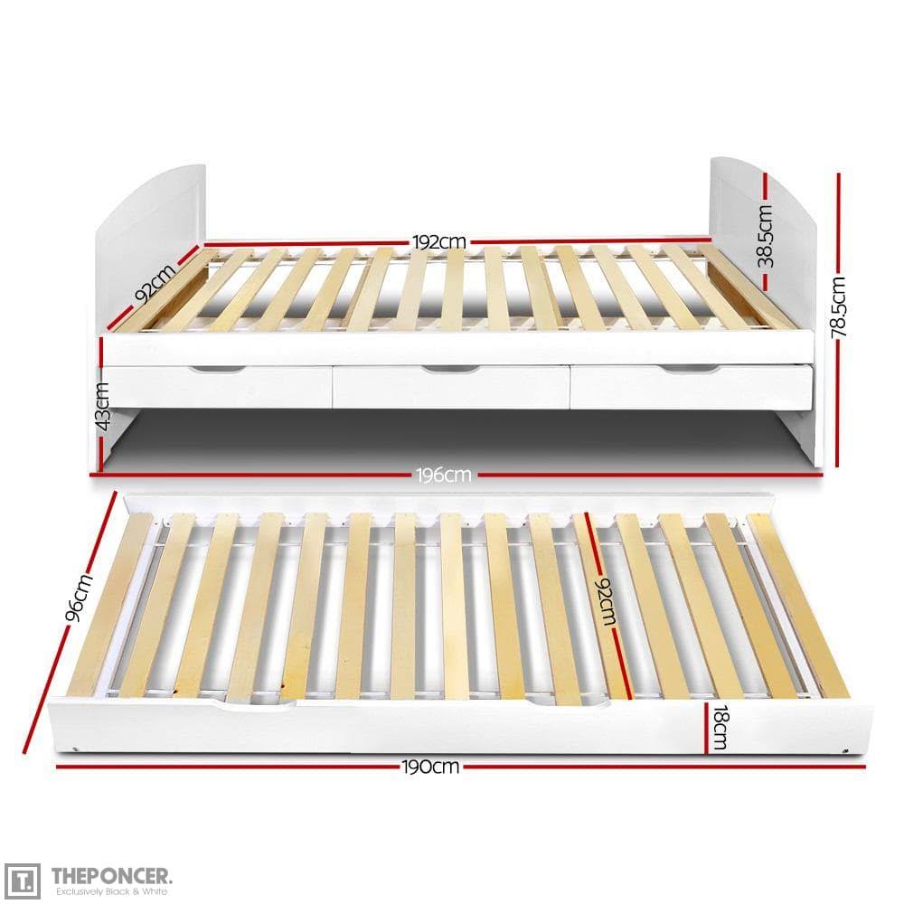 Single Wooden Trundle Bed Frame P888872