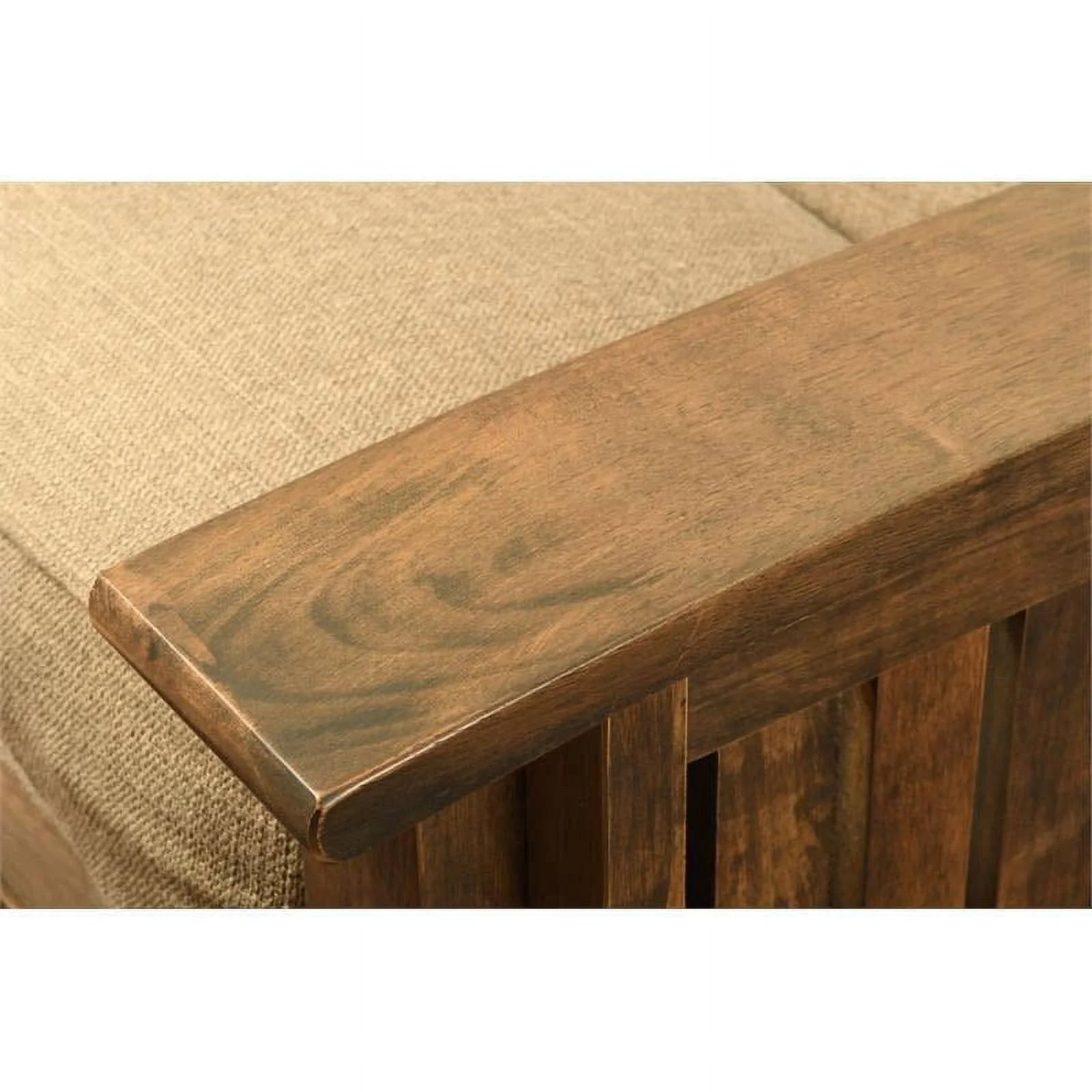 Queen-size Wood Futon with Suede Blue Mattress D721