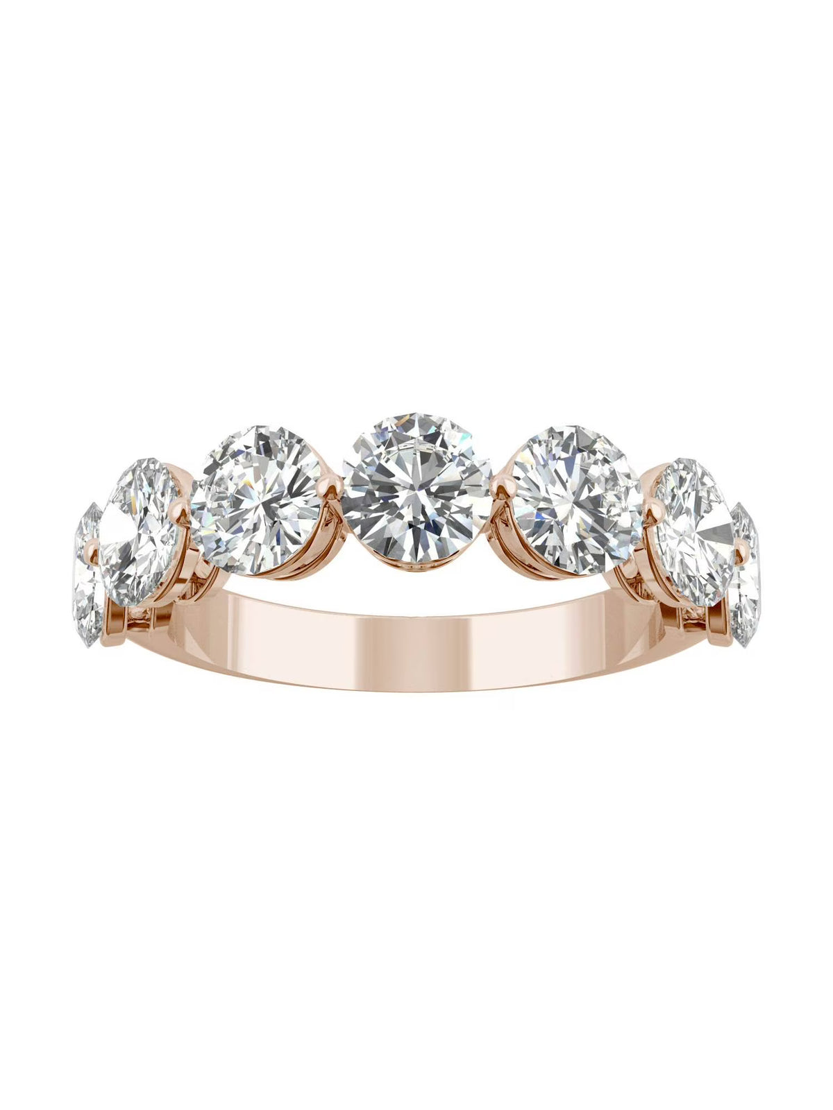 14K Rose Gold Moissanite 5mm Round Wedding Band Size 5 B98881