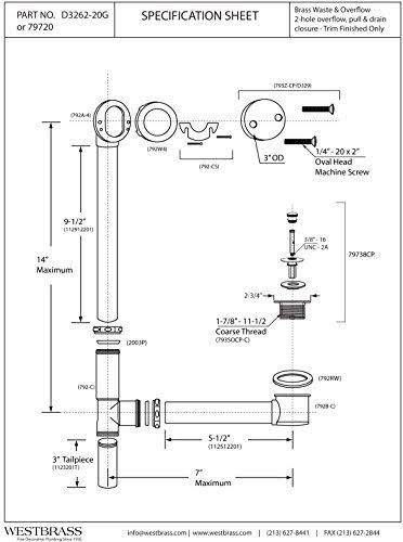 Stainless Steel Bath Waste with 20 Ga. Tubing I94190