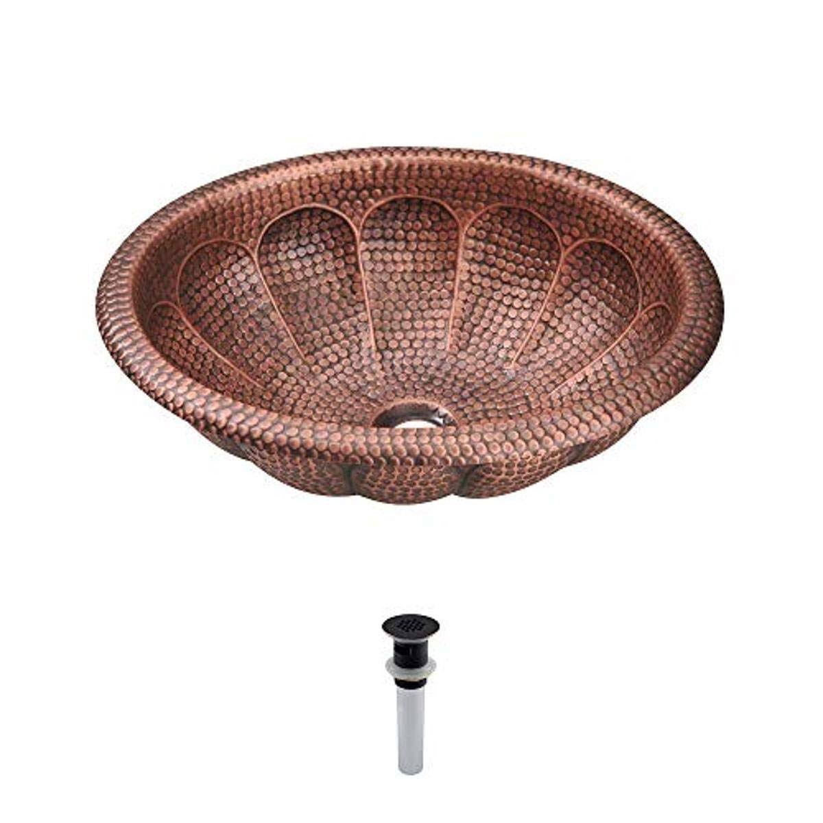 Antique Bronze Copper Oval Sink with Grid Drain F9570