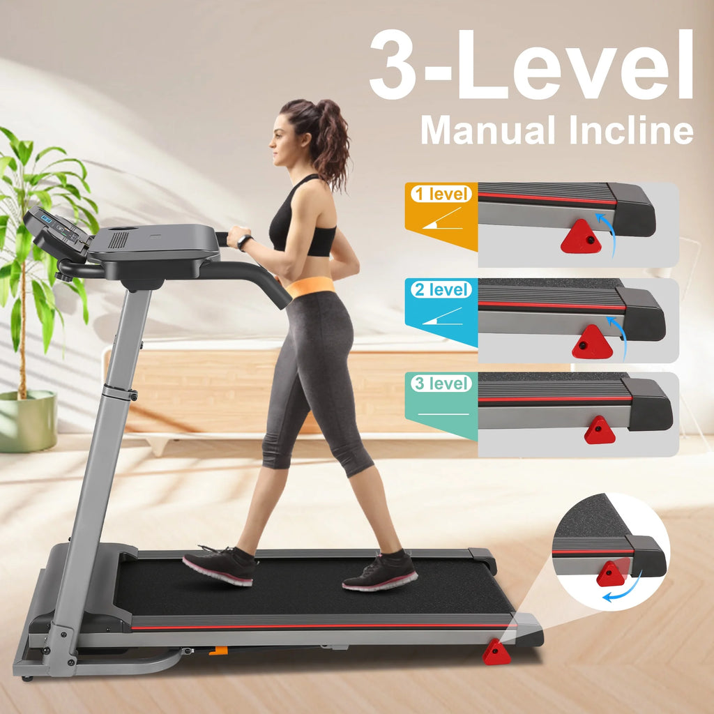 2.5 HP Portable Folding Treadmill with Incline（Gray） B769325